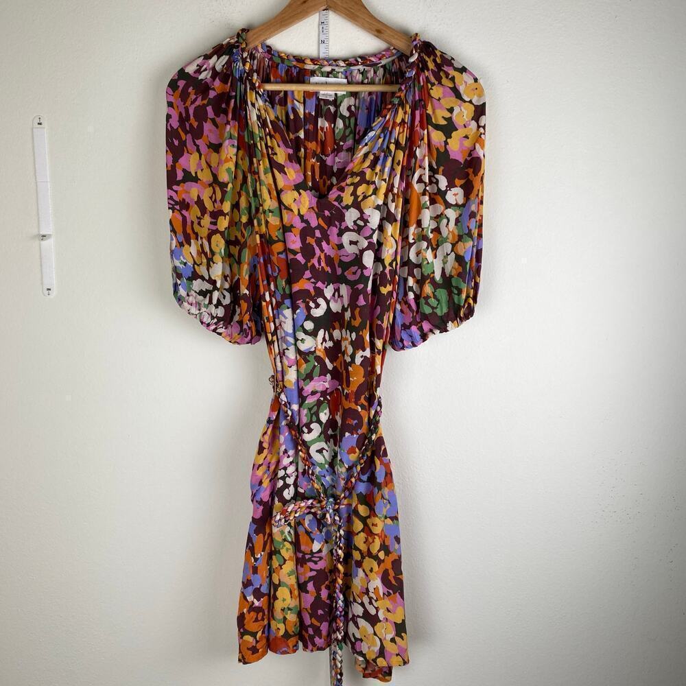Velvet Gracie Mini Dress Pink Multi Tie Waist Boho Dress Large - Picture 9 of 16